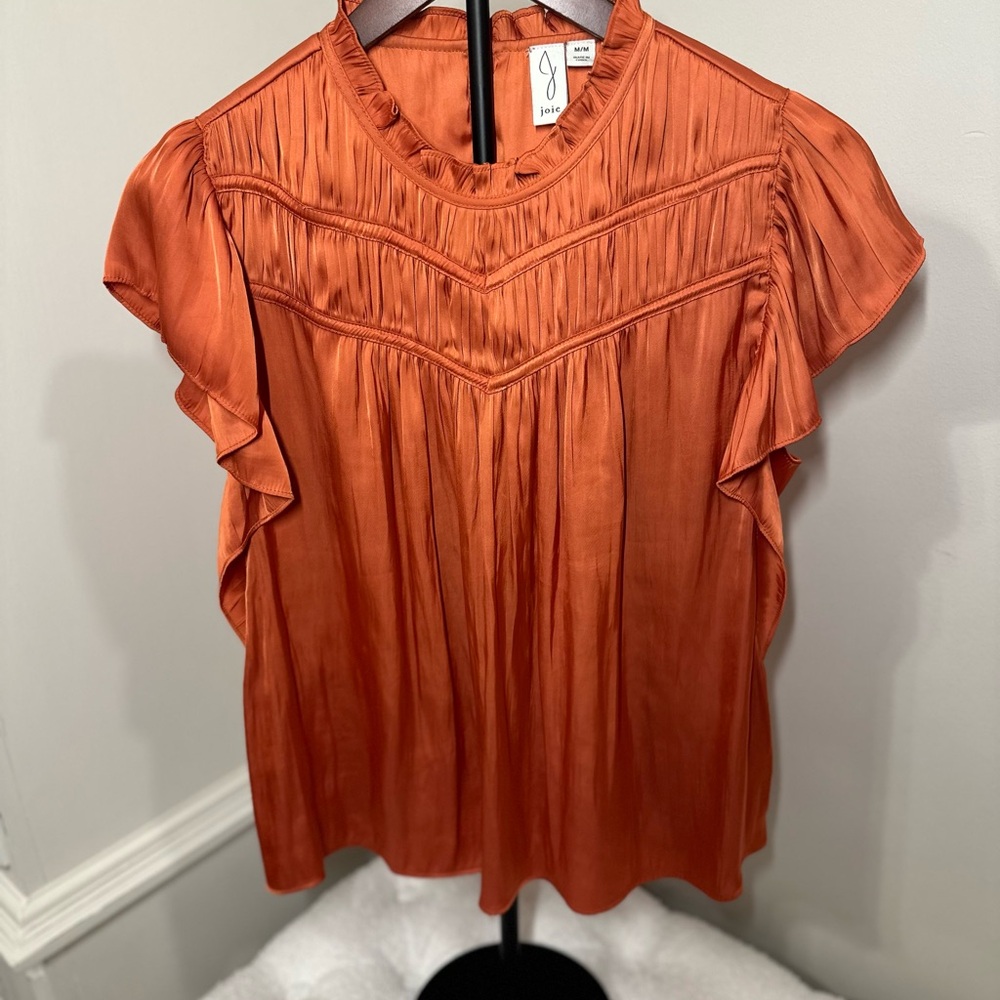 Joie Burnt Orange Ruffled Blouse